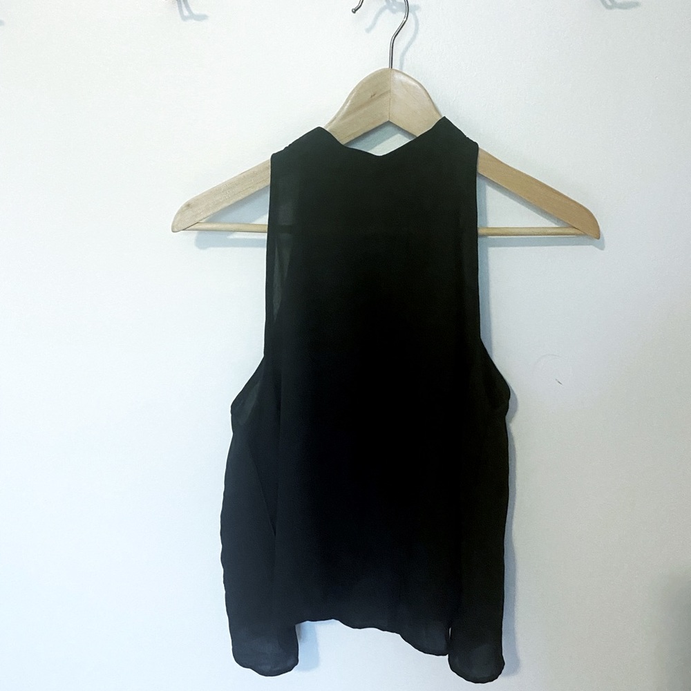 Paper Crane Black High Neck Sleeveless Blouse/Tank Top Size Medium